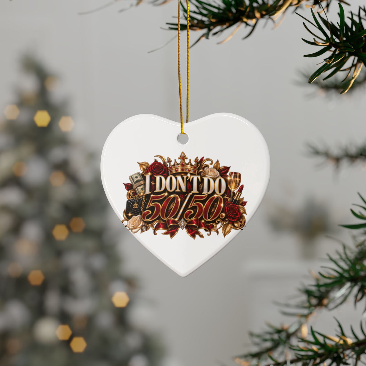I Don’t Do 50/50 Decorative Ceramic Ornaments, Double-Sided (1pc, 3pcs, 5pcs, 10pcs)