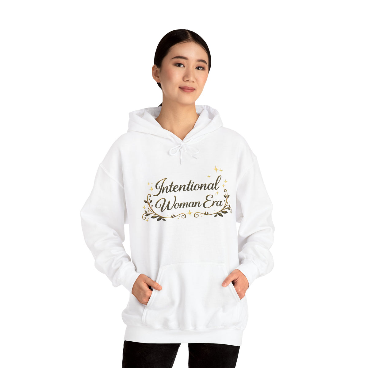 IWE Heavy Blend™ Hooded Sweatshirt Black and Gold