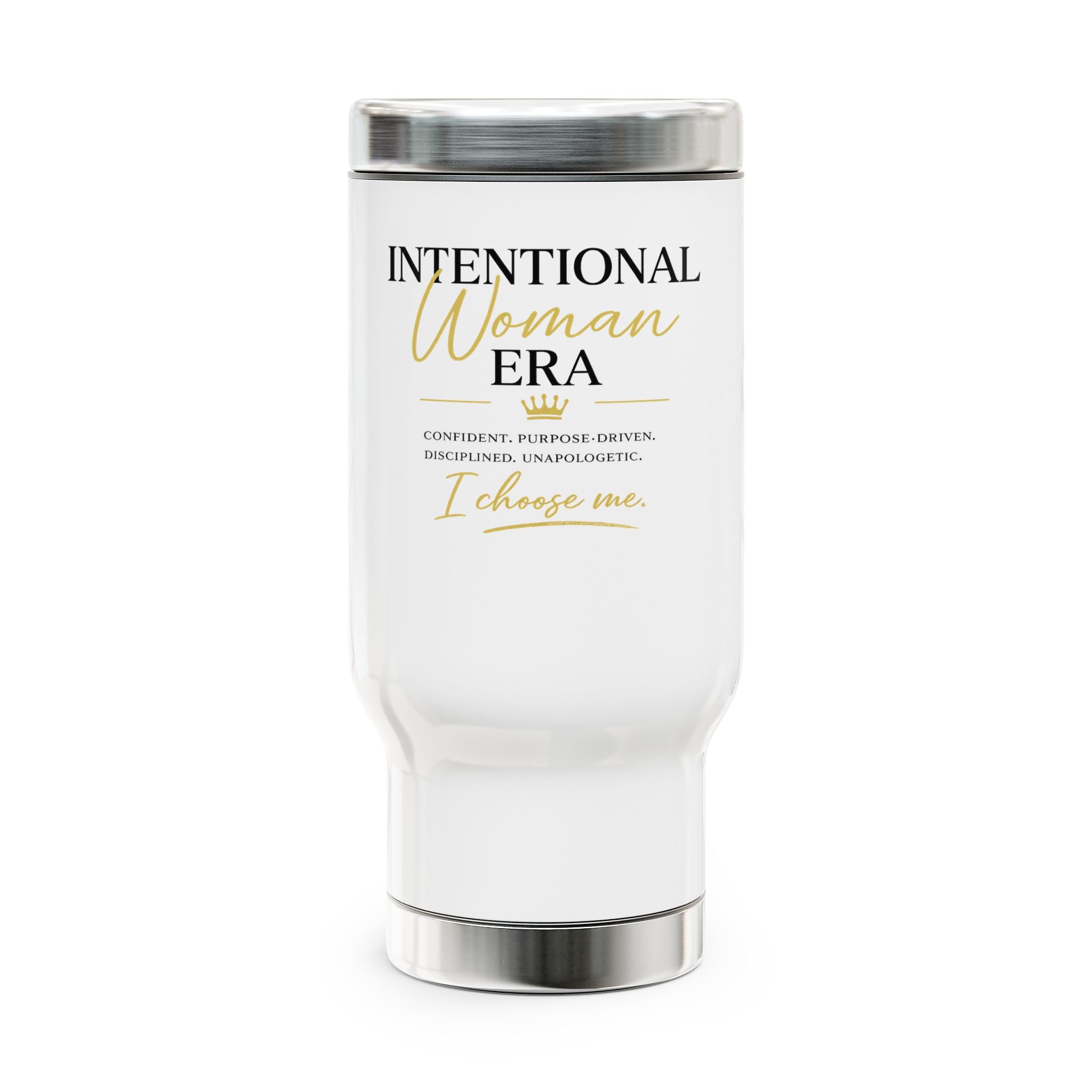 Intentional Woman Era Stainless Steel Travel Mug with Handle, 14oz