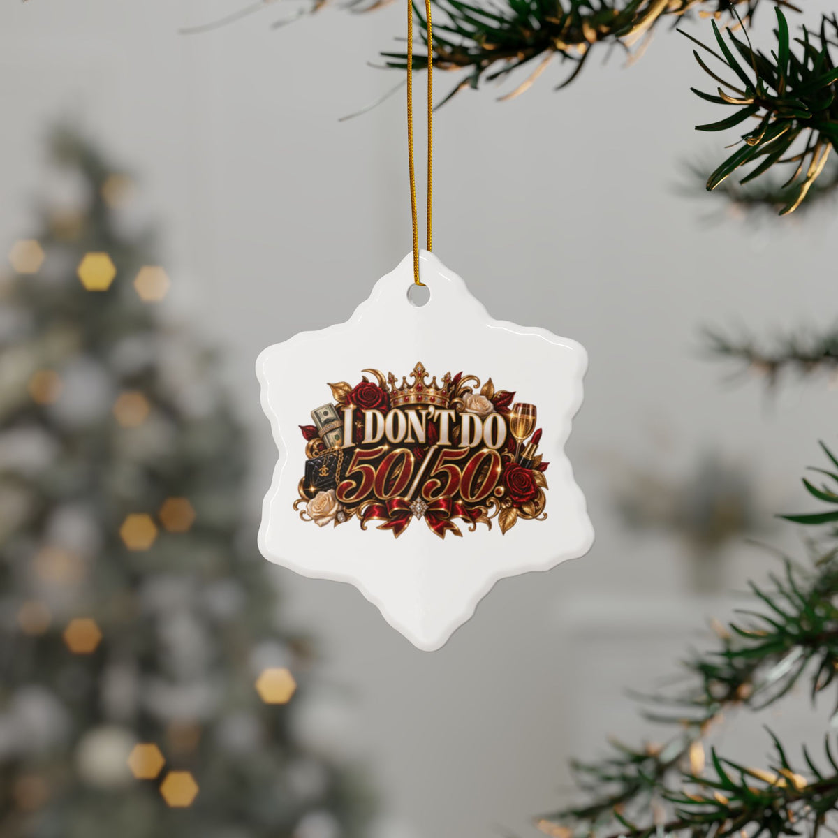 I Don’t Do 50/50 Decorative Ceramic Ornaments, Double-Sided (1pc, 3pcs, 5pcs, 10pcs)