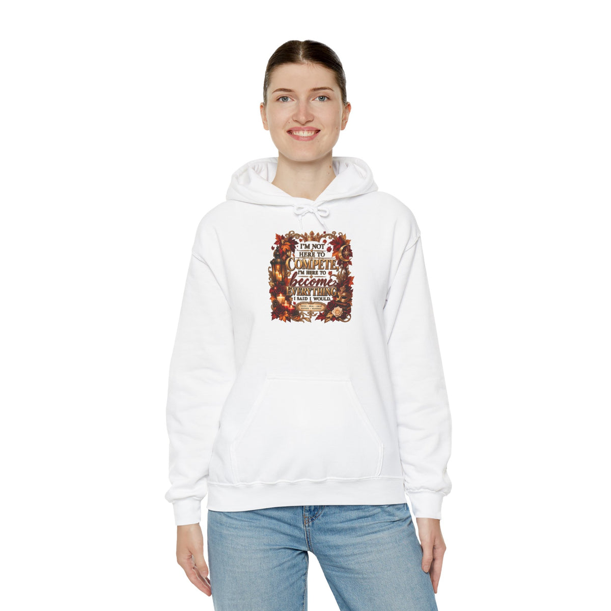 I’m Not Here to Compete Heavy Blend™ Hooded Sweatshirt