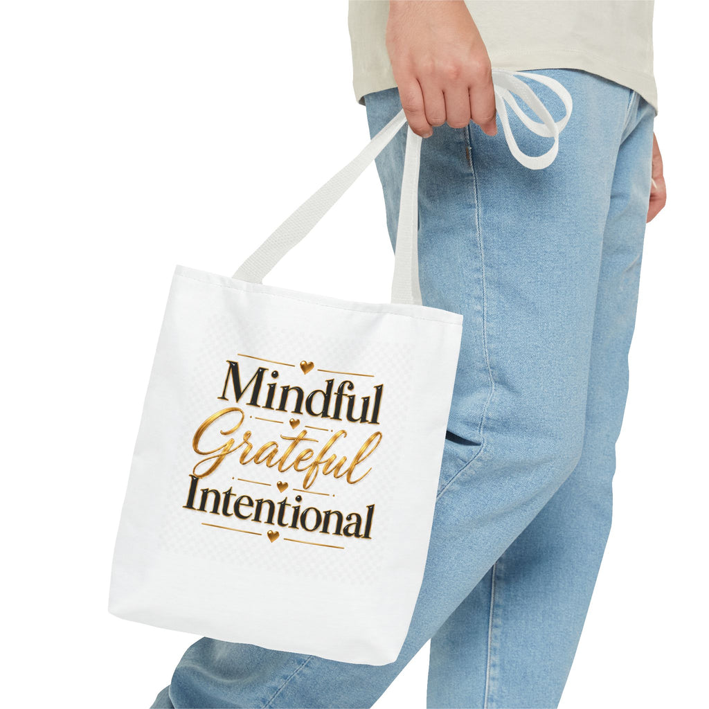 Mindful Grateful Intentional Tote Bag (AOP)